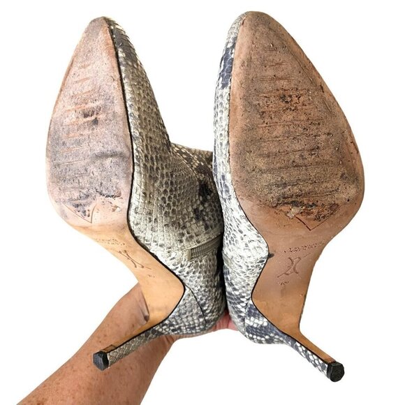 Carolinna‎ Espinosa Snakeskin Animal Print Boots Side Zip Chic City Modern Sz 6M - Picture 9 of 10